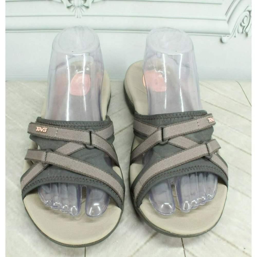 Teva Brown Nylon Slip On Hook & Loop Slide Casual Sandals Size 8 - Picture 5 of 9
